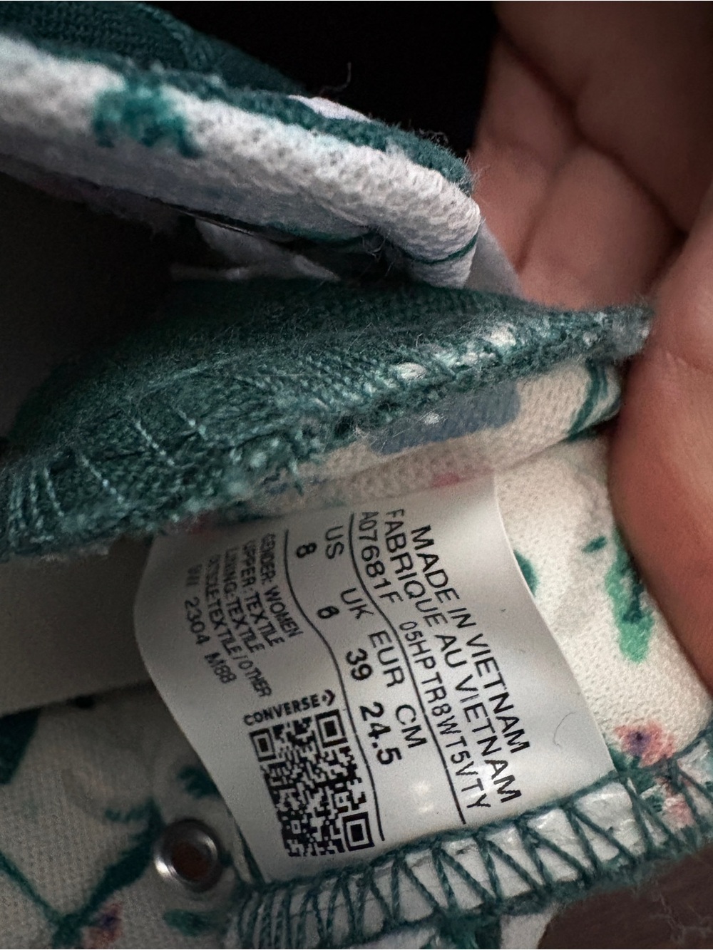 Converse Floral Canvas Sneakers in Teal and White - Picture 3 of 3